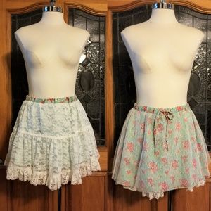 Reversible Floral Lace & Chiffon Otome Gyaru Skirt